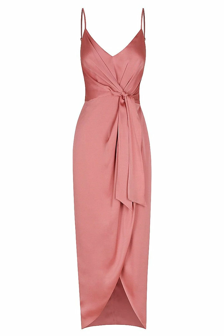 Shona Joy LUXE TIE FRONT COCKTAIL DRESS - ROSE DRESSES