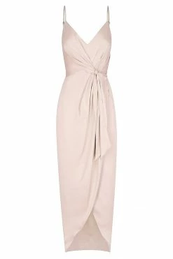 Shona Joy LUXE TIE FRONT COCKTAIL DRESS - PORCELAIN DRESSES