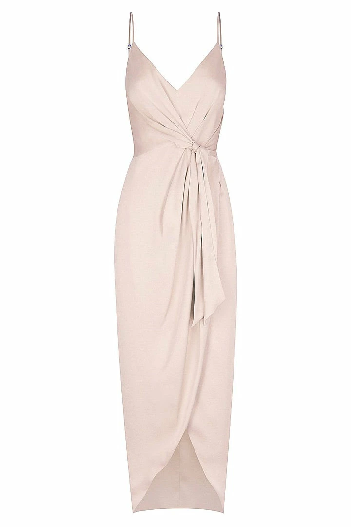 Shona Joy LUXE TIE FRONT COCKTAIL DRESS - PORCELAIN DRESSES