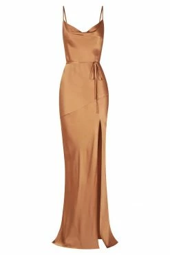 Shona Joy LA LUNE BIAS COWL MAXI DRESS - COPPER