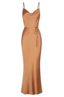 Shona Joy DRESSES LA LUNE BIAS COWL MIDI DRESS - COPPER