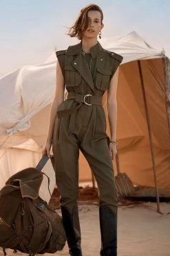 Shona Joy MATILDA LINEN UTILITY JUMPSUIT - FOREST