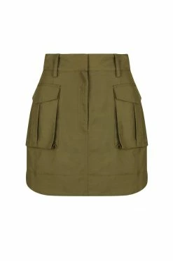 Shona Joy MATILDA LINEN UTILITY MINI SKIRT - FOREST