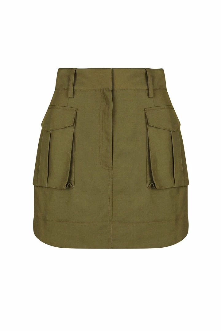 Shona Joy MATILDA LINEN UTILITY MINI SKIRT - FOREST