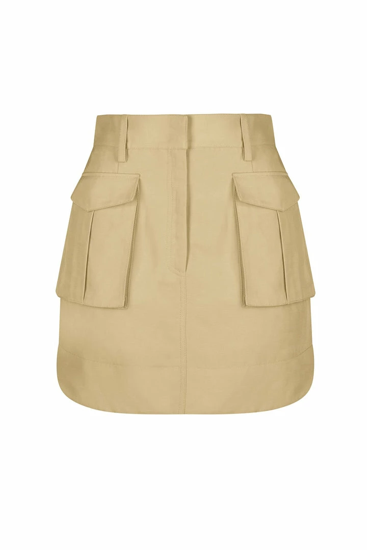Shona Joy SKIRTS MATILDA LINEN UTILITY MINI SKIRT - WHEAT