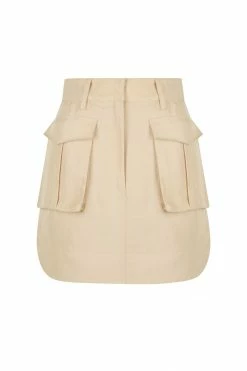 Shona Joy MATILDA LINEN UTILITY MINI SKIRT - PEANUT BUTTER