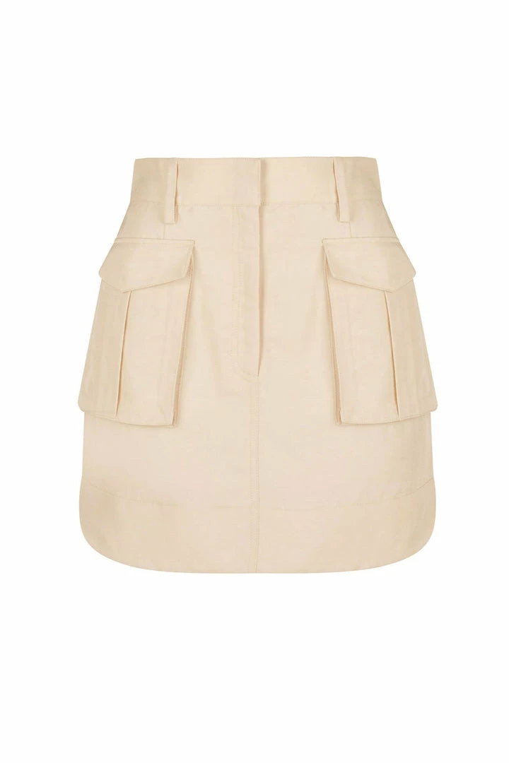 Shona Joy SKIRTS MATILDA LINEN UTILITY MINI SKIRT - CREMA