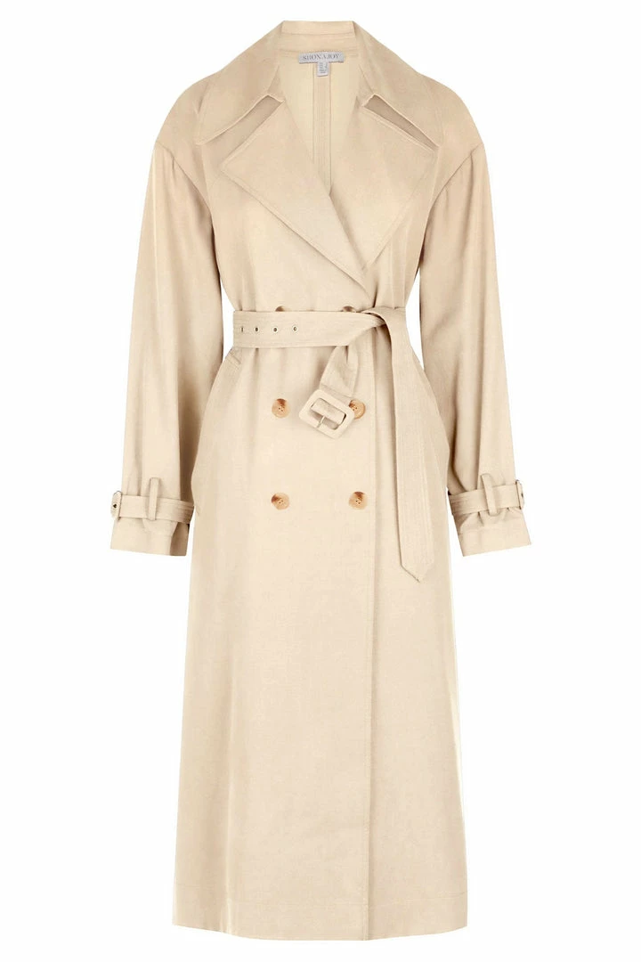 Shona Joy MATILDA LINEN TRENCH COAT - CREMA TOPS