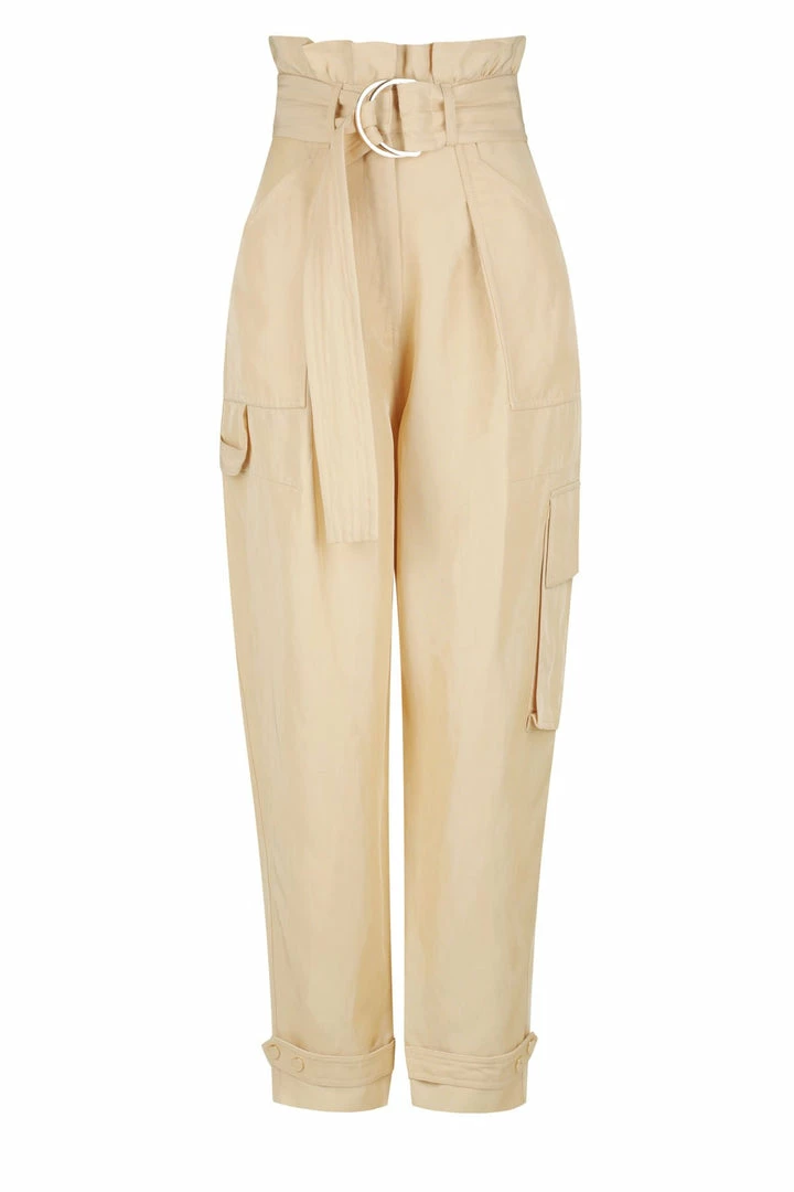 Shona Joy MATILDA LINEN UTILITY PAPERBAG PANT - PEANUT BUTTER SHORTS & PANTS