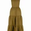 Shona Joy DRESSES MAYA LINEN OPEN BACK TIERED MIDI DRESS - CUMIN