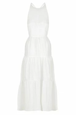 Shona Joy MAYA LINEN BACKLESS HALTER MIDI DRESS - IVORY DRESSES