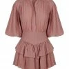 Shona Joy DRESSES MILA BUTTON UP FRILL MINI DRESS - ROSEWOOD