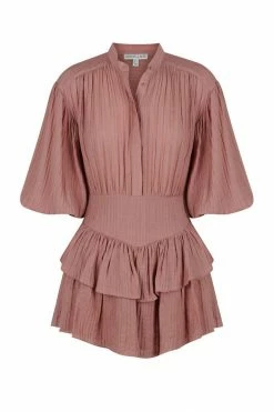 Shona Joy DRESSES MILA BUTTON UP FRILL MINI DRESS - ROSEWOOD