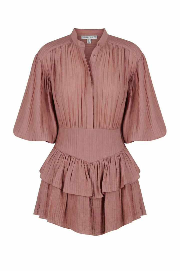 Shona Joy DRESSES MILA BUTTON UP FRILL MINI DRESS - ROSEWOOD