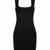 Shona Joy BASIC SQUARE NECK MINI DRESS - BLACK
