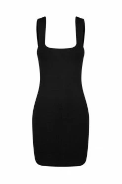Shona Joy BASIC SQUARE NECK MINI DRESS - BLACK