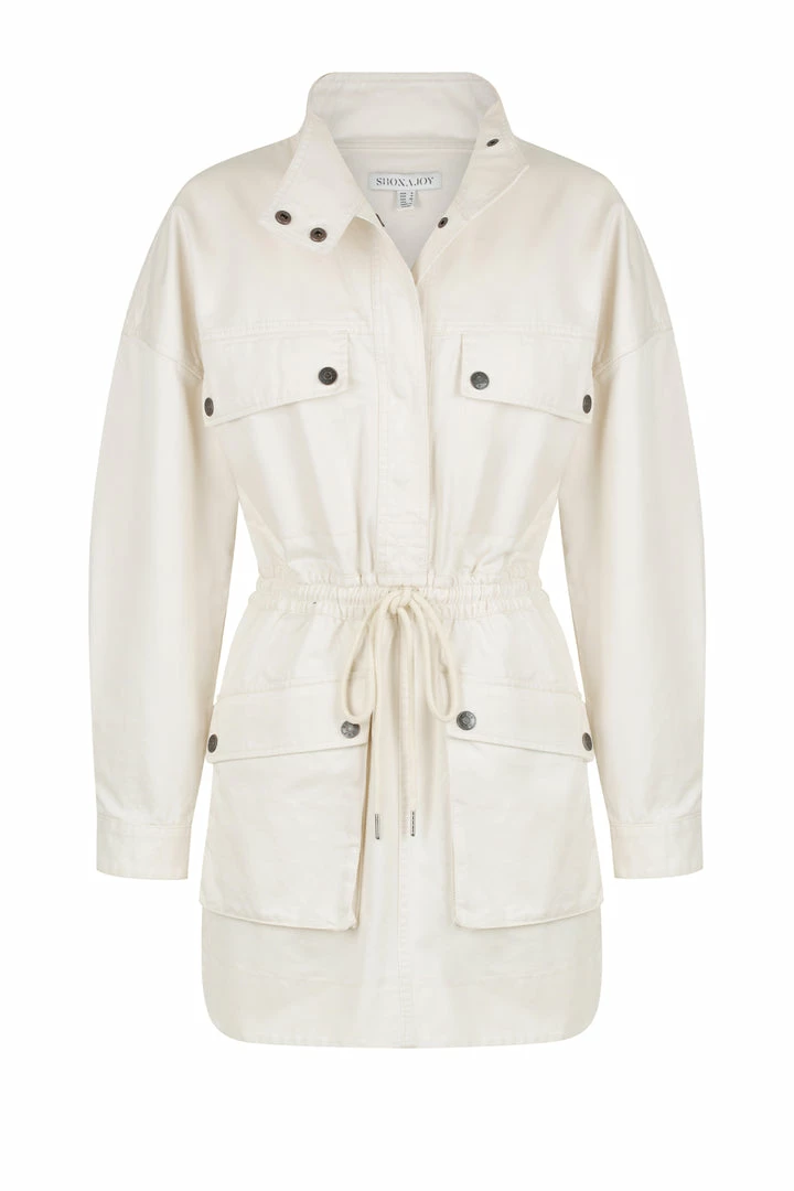 Shona Joy NERUDA DRAWSTRING UTILITY MINI DRESS - CREMA DRESSES