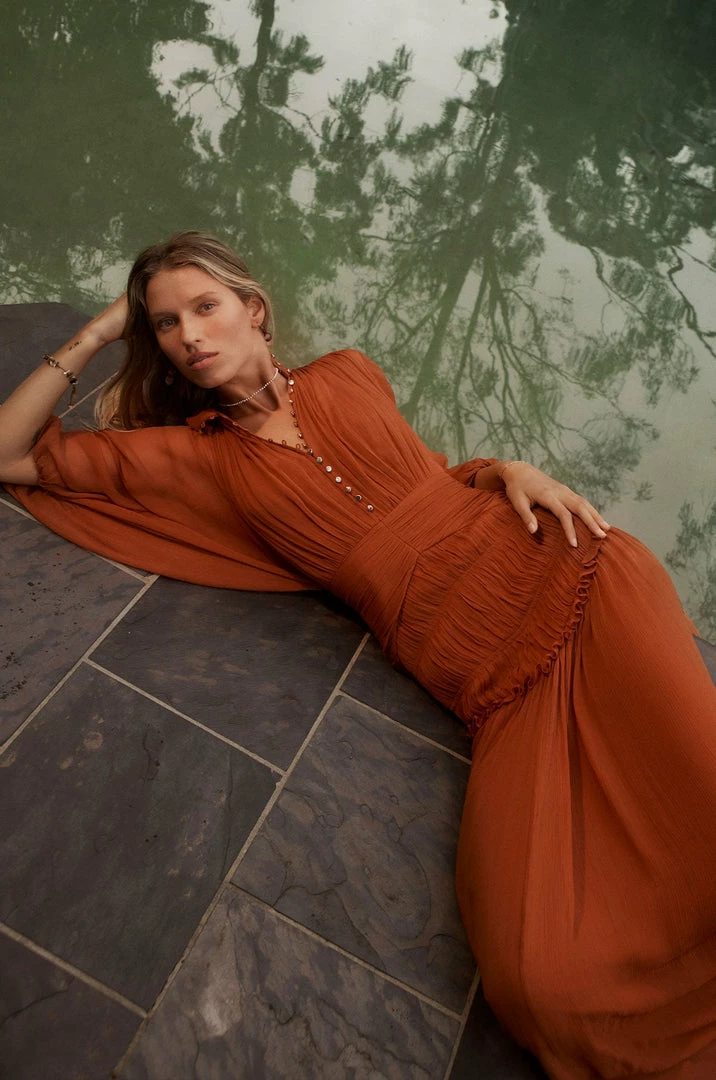 Shona Joy NOEMI BUTTON UP RUCHED MIDI DRESS - SIENA DRESSES