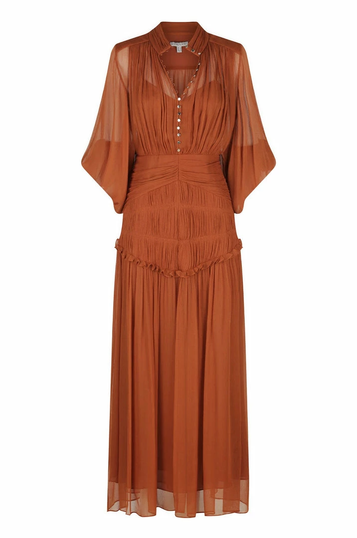 Shona Joy NOEMI BUTTON UP RUCHED MIDI DRESS - SIENA DRESSES