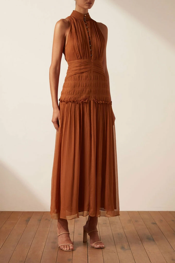 Shona Joy NOEMI SLEEVELESS BUTTON UP MIDI DRESS - SIENA DRESSES