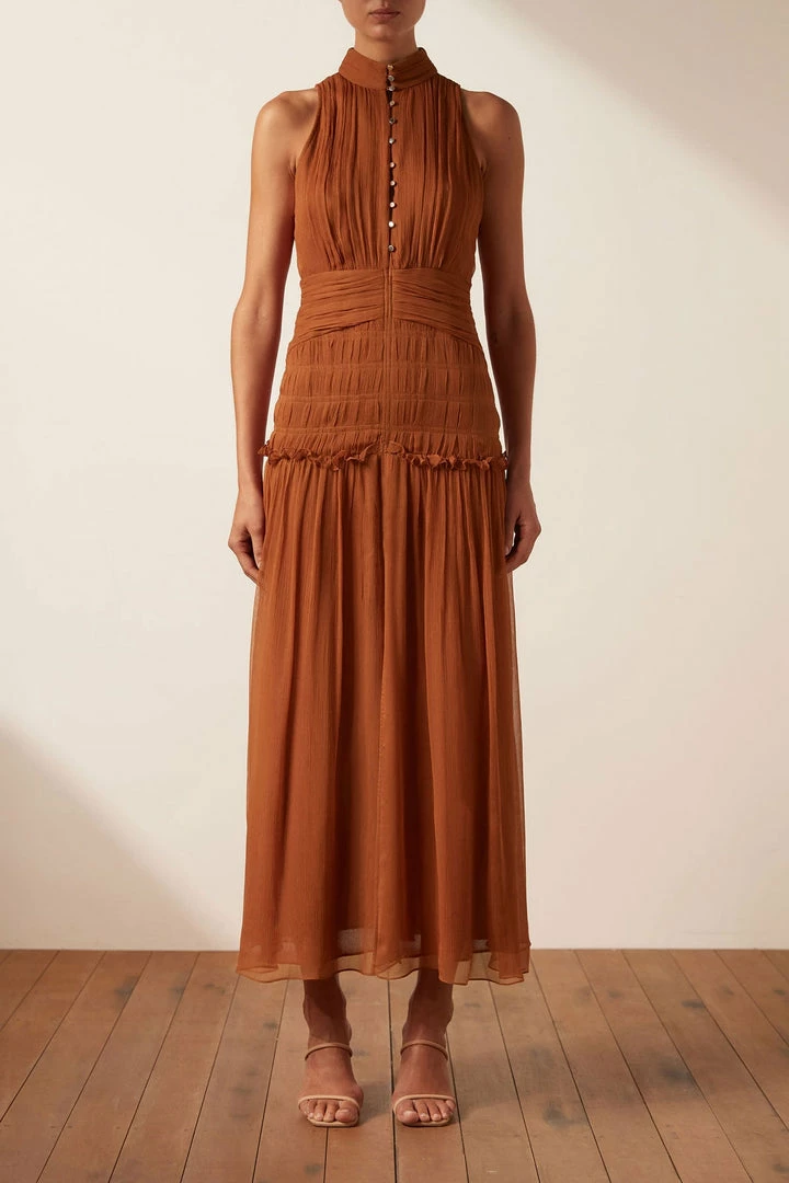 Shona Joy NOEMI SLEEVELESS BUTTON UP MIDI DRESS - SIENA DRESSES