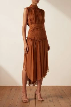 Shona Joy DRESSES NOEMI SLEEVELESS OPEN BACK MIDI DRESS - SIENA