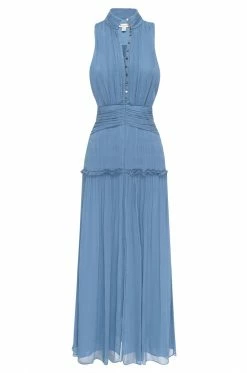 Shona Joy NOEMI SLEEVELESS BUTTON UP MIDI DRESS - OCEAN