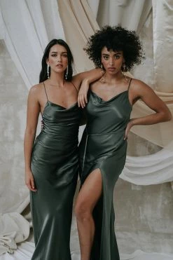 Shona Joy LA LUNE BIAS COWL MAXI DRESS - OLIVE DRESSES