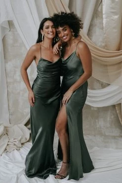 Shona Joy LA LUNE BIAS COWL MAXI DRESS - OLIVE DRESSES