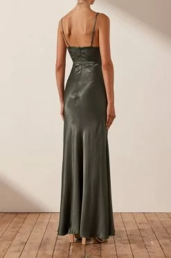 Shona Joy DRESSES LA LUNE CROSS DRAPED MAXI DRESS - OLIVE