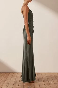 Shona Joy DRESSES LA LUNE CROSS DRAPED MAXI DRESS - OLIVE