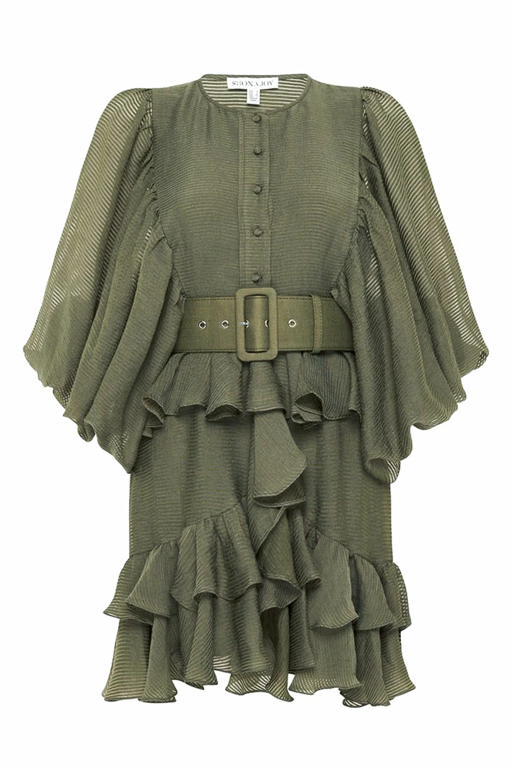 Shona Joy DRESSES CHARLOTTE DRAPED MINI DRESS - KHAKI