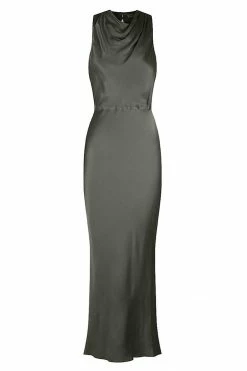 Shona Joy LA LUNE HIGH NECK MIDI DRESS - OLIVE