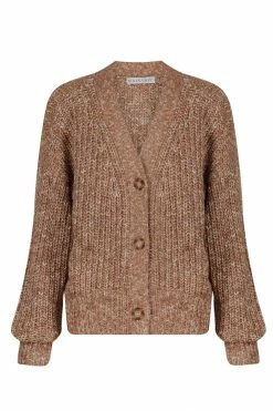 Shona Joy TOPS OLIVIA CARDIGAN - CHESTNUT/CREAM