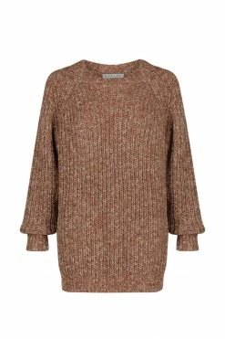 Shona Joy OLIVIA RELAXED JUMPER - CHESTNUT/CREAM TOPS