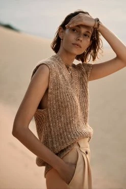 Shona Joy OLIVIA VEST - CAMEL/MULTI