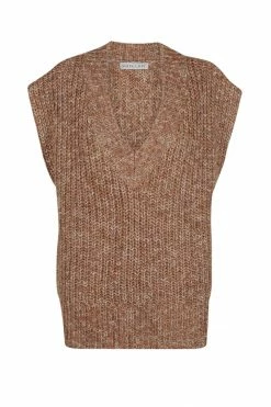 Shona Joy OLIVIA VEST - CHESTNUT/CREAM TOPS