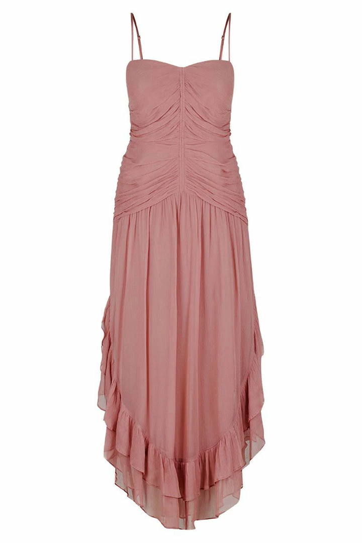 Shona Joy OLYMPIA RUCHED MIDI DRESS - ANTIQUE ROSE DRESSES