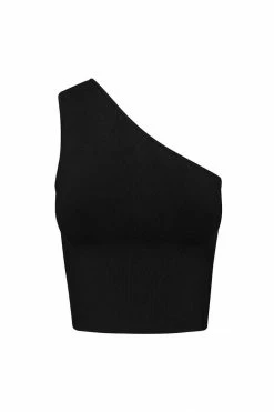 Shona Joy BASIC ONE SHOULDER TOP - BLACK TOPS