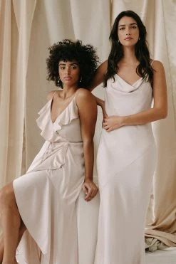 Shona Joy DRESSES LUXE BIAS FRILL WRAP DRESS - PORCELAIN