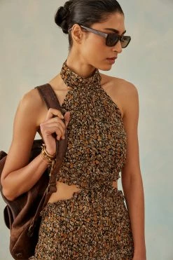 Shona Joy DRESSES PALOMA HIGH NECK CUT OUT MIDI DRESS