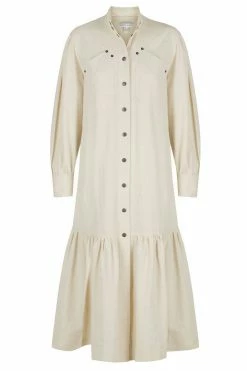Shona Joy PRISCILA HIGH NECK UTILITY MIDI DRESS - CREMA DRESSES