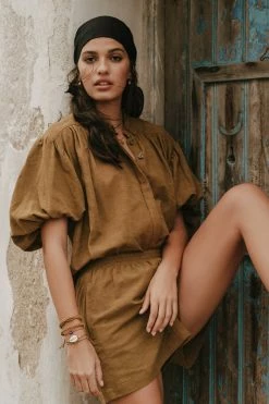 Shona Joy TOPS PRISCILA SHORT SLEEVE SHIRT - CUMIN