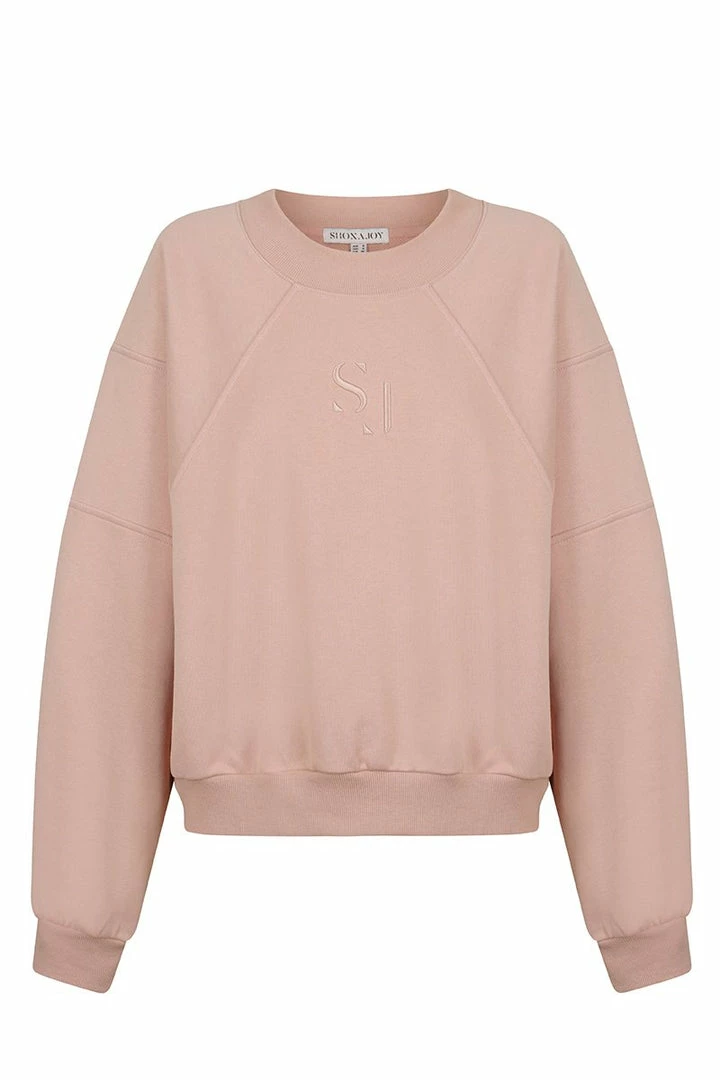 Shona Joy TOPS SJ LOGO BATWING SWEATER - ROSE DUST