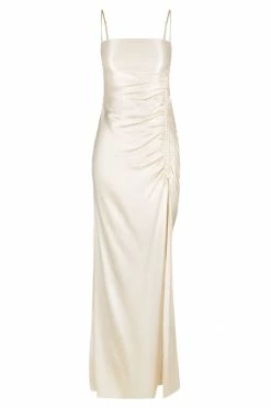 Shona Joy LA LUNE RUCHED MAXI DRESS - CREAM