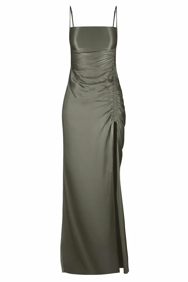 Shona Joy LA LUNE RUCHED MAXI DRESS - OLIVE