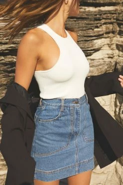 Shona Joy TOPS BASIC RACER BACK TOP - IVORY