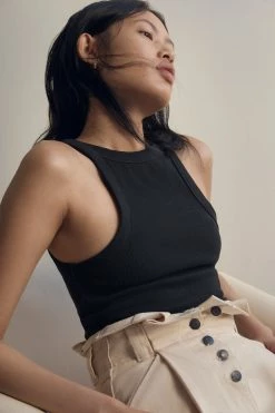 Shona Joy TOPS SJ RIB TANK - BLACK