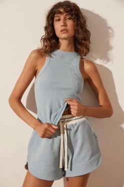 Shona Joy SJ RIB TANK - CHALK BLUE TOPS