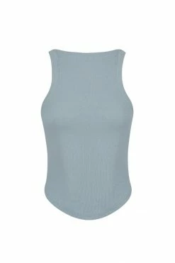 Shona Joy SJ RIB TANK - CHALK BLUE TOPS